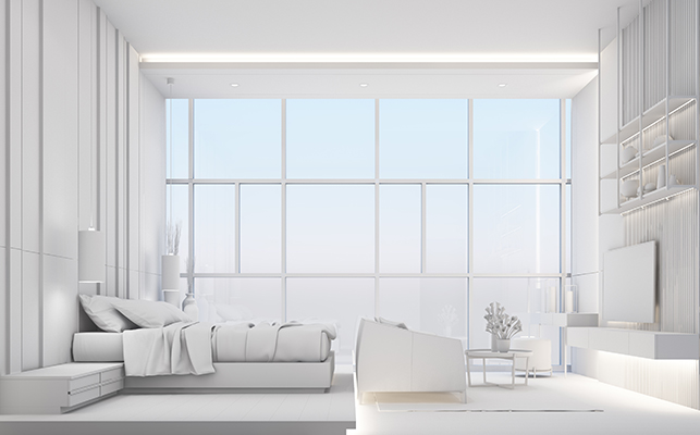 Interior Kamar Tidur Serba Putih